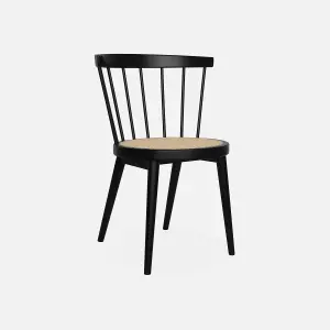 sweeek. Pair of wood and cane dining chairs Nora Black 54x54x76.5 cm