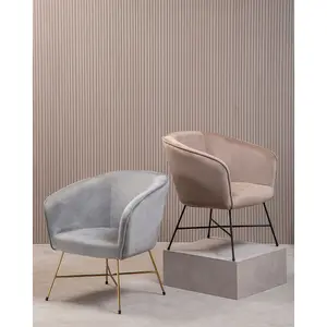 Interiors by Premier Mink Velvet Chair, Comfy Mink Outdoor Metal Legs Velvet Chair, Effortless Cleaning Velvet Chair