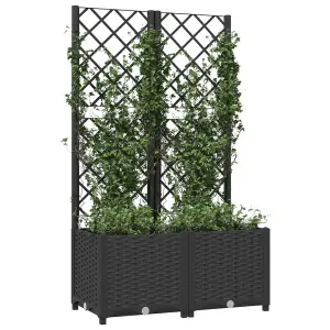 Berkfield Garden Planter with Trellis Black 80x40x136 cm PP