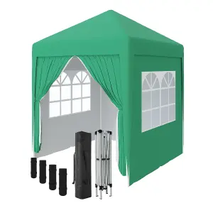 SunDaze Garden Pop Up Gazebo Party Tent Camping Marquee Canopy with 4 Sidewalls Carrying Bag Green 2x2M