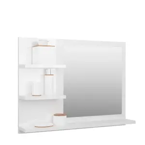 Berkfield Bathroom Mirror High Gloss White 60x10.5x45 cm Engineered Wood