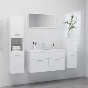 Berkfield Bathroom Furniture Set White Engineered Wood