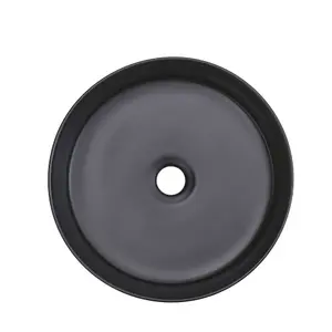 Round Black Ceramic Countertop Basin Bathroom Sink W 360 mm