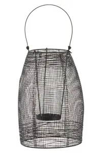 Interiors by Premier Small Black Lantern, Iron Wireframe Black Candle Holder, Indoor & Outdoor Glass Shade Candle Holder