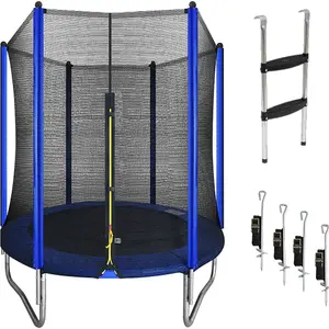 Safe and Fun 1830mm Kids Trampoline with Enclosure Net, Ladder & Anchors for Garden Use