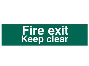 Durable PVC Fire Exit Keep Clear Safety Sign - 200 x 50mm