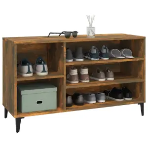 Berkfield Shoe Cabinet Smoked Oak 102x36x60 cm Engineered Wood