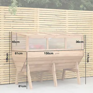 Woodside Cold Frame Greenhouse + Raised Wooden Planter - LARGE