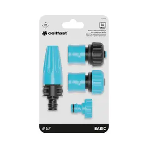 Cellfast Garden Plastic Spray 4 Piece 3/4'' Hose Connector Nozzle Set