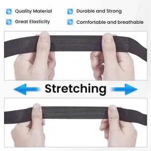 38mm Flat Elastic Band Stretchable Elastic Cord Stretch Strap, Black - 1 metre