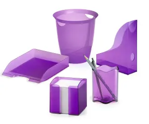 Durable TREND Pen Pot Pencil Holder Desk Tidy Organizer Cup - Clear Purple