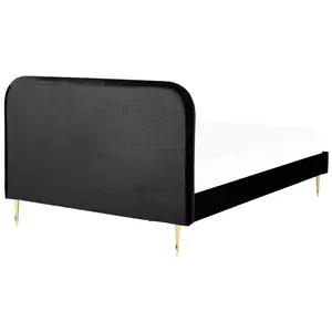 Velvet EU Double Size Bed Black FLAYAT