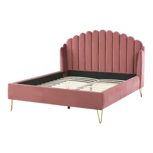 Velvet EU Double Size Bed Pink AMBILLOU