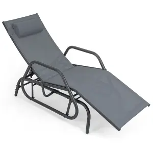 Costway  Chaise Lounge Glider Recliner Chair Adjustable Sturdy Metal Frame Outdoor