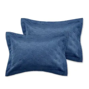 Catherine Lansfield Art Deco Pearl Embellished Pillowcases with envelope closure Navy Blue