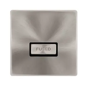 Brushed Steel Screwless Plate 13A Fused Ingot Connection Unit - Black Trim - SE Home