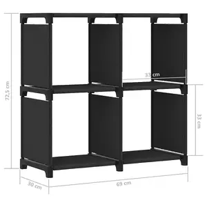 Berkfield 4-Cube Display Shelf Black 69x30x72.5 cm Fabric