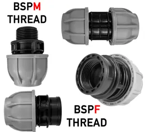 MDPE compression water pipe fittings/connectors ,straight joiners (20mm-1/2" bspf)