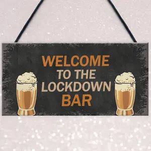 Red Ocean The LOCKDOWN Bar Funny Quarantine Plaques Novelty Home Bar Sign Man Cave Gifts