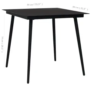 Berkfield Garden Dining Table Black 80x80x74 cm Steel and Glass