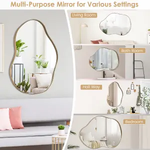 Costway Irregular Wall Mirror W/ Metal Frame Bathroom Asymmetrical Mirror Decorative Vanity Mirror