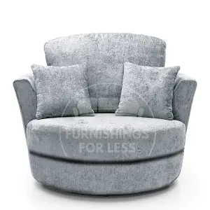 Monaco Chenille Fabric Swivel Chair 360 Rotation Foam Light Grey