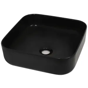 Berkfield Basin Ceramic Square Black 38x38x13.5 cm