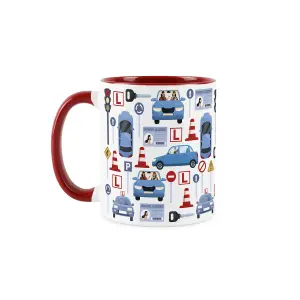 Driving Instructor Mug - Humourous Learner Driver Trades Funny Novelty Gift - Tea/Coffee Hot Drinks Red Ceramic Cup Present