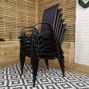 Set of 6 Outdoor Garden Patio Textilene Furniture Chairs in Black