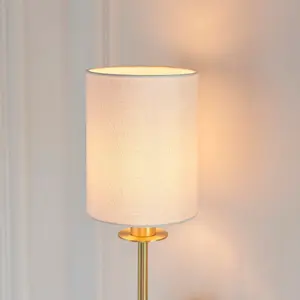 Luminosa Pistoia Shade Wall Lamp, Satin Brass Plate, Vintage White Fabric