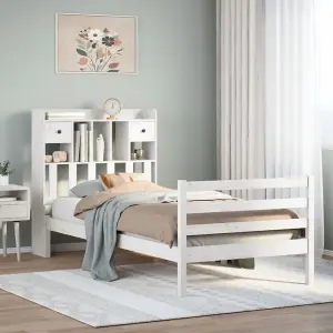 Berkfield Bookcase Bed without Mattress White 90x200 cm Solid Wood Pine