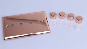 Varilight 4-Gang Matrix Kit for Rotary Dimmers (Twin Plate) Polished Copper