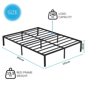 House of Home King Size Platform Bed Frames Durable Metal Black Powder Coating