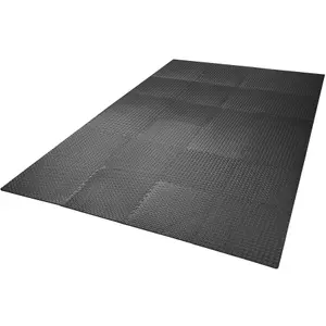 Gym Mats - 24 interlocking sections with 48 edge pieces, 61 x 61 cm each - black