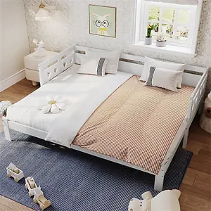 Daybed Cabin Bed Wooden 3FT Single Sofa Guest Bed, Pull out Trundle Wooden Bed Heart for Living Room and Bedroom