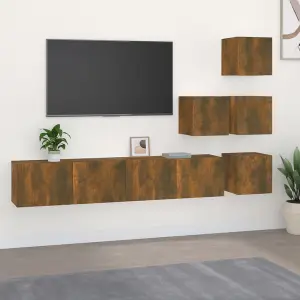 Berkfield Wall-mounted TV Cabinet Smoked Oak Engineered Wood