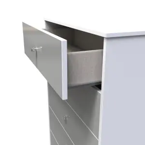 Taunton 5 Drawer Chest in Uniform Grey Gloss & White (Ready Assembled)