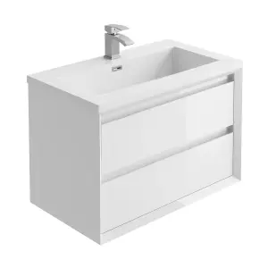 Luna White Wall Hung Vanity Unit & Basin Set (W)800mm (H)510mm