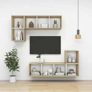 Berkfield Wall-mounted TV Cabinet Sonoma Oak and White 37x37x72 cm Engineered Wood