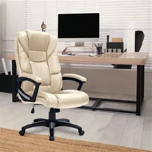 Nautilus Titan Oversized Leather Effect Executive Chair - Cream