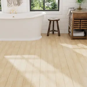 36 pcs Light Brown Waterproof Self Adhesive Woodgrain Effect Vinyl Floor Tiles, PVC Flooring Planks