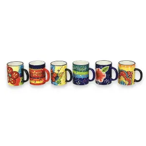 Classic Spanish Mugs Set of 6 Kitchen Dining Coffee Tea Hot Drinking Cups 10cm