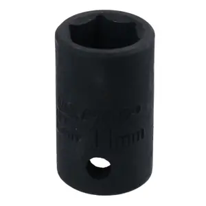 11mm 3/8in Drive Shallow Stubby Metric Impacted Socket 6 Sided Single Hex