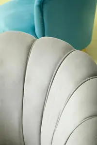 Interiors by Premier Grey Velvet Scalloped Armchair, Supportive Armrest Lounge Chair, Easy to Clean Velvet Accent Chair