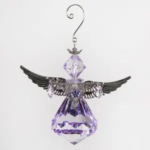 Acrylic Diamond Angel Hanging Figurine Ornament Purple/Silver