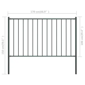 Berkfield Fence Panel with Posts Powder-coated Steel 1.7x1 m Anthracite