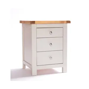 Argenta 3 Drawer Bedside Table Chrome Knob