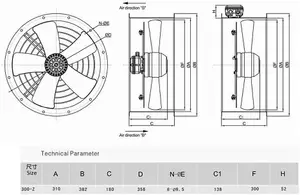 AirTech-UK Commercial Axial Extractor Sucker Canopy Cased Fan -300mm