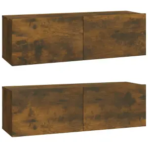 Berkfield 3 Piece TV Cabinet Set Smoked Oak Engineered Wood