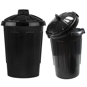 2x Strong Plastic 80 Litre Extra Large Shatterproof Black Home Kitchen Storage Dustbins With Lid